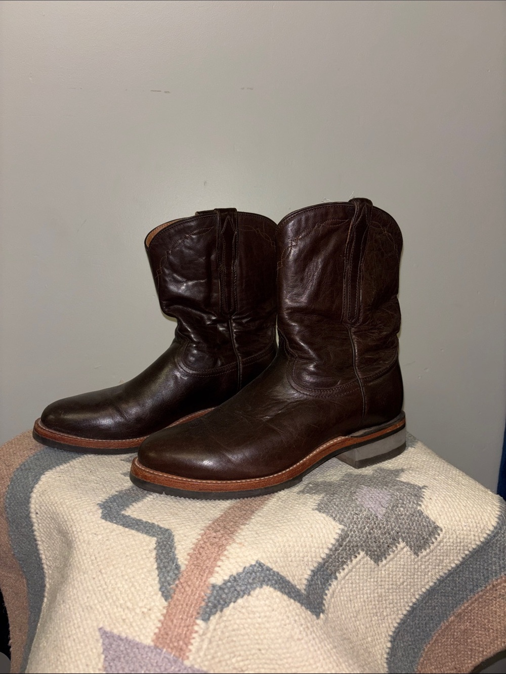 Lucchese Dark Brown Leather Western Boots